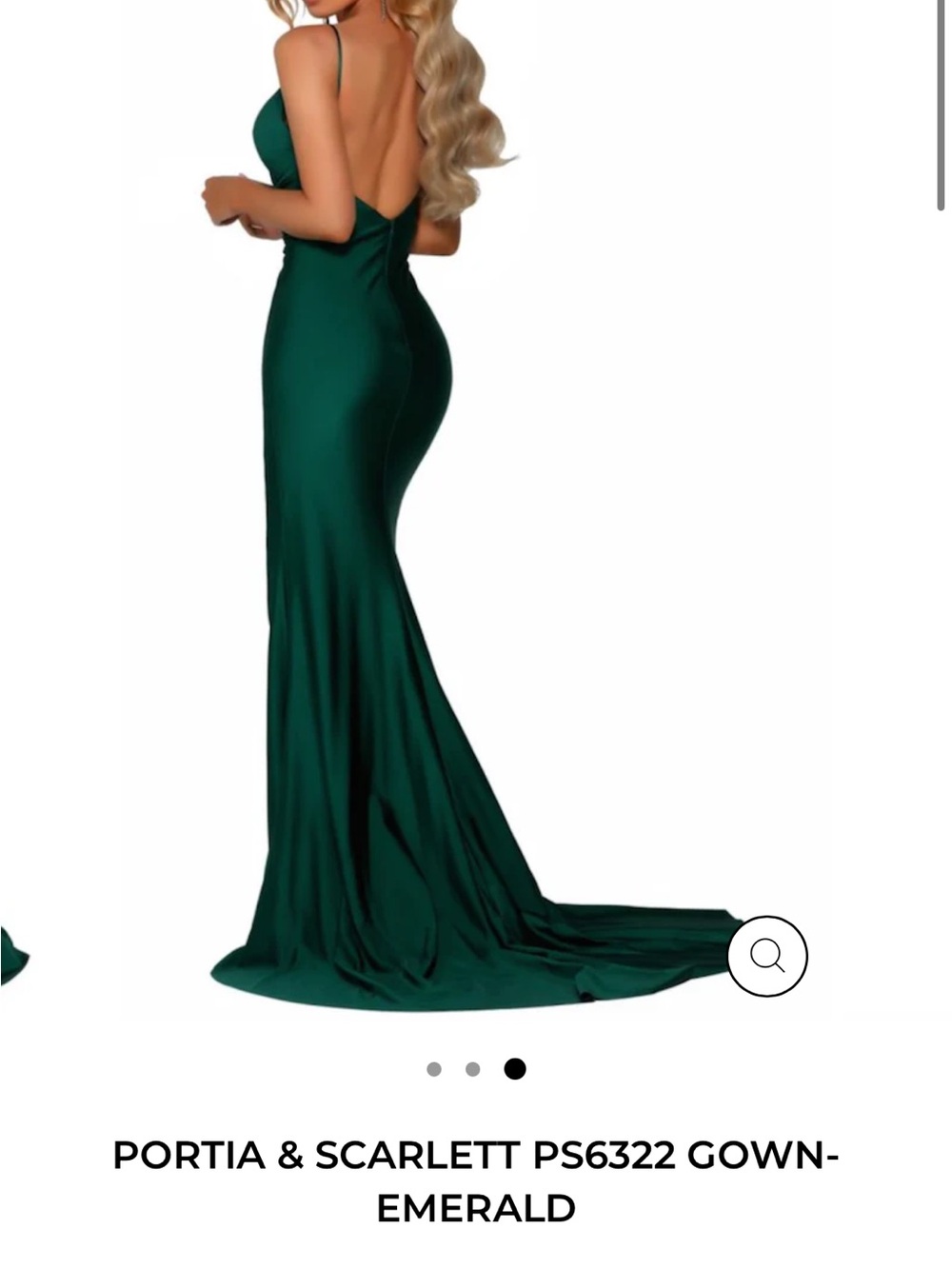 Elegant Deep Emerald Green Satin Gown with slit - Picture 9 of 9
